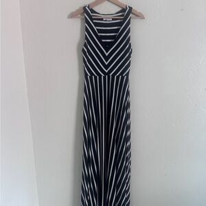 Athleta Black and White Striped Maxi Dress